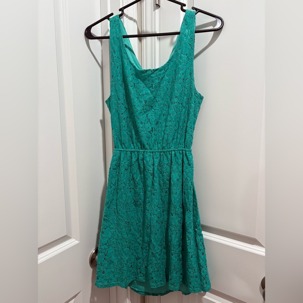 Everly Teal Lace Mini Dress